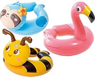 Intex 3 Pack - 59220Ep - Animal Head Split Ring Pool Floats Bundle Includes Frog, Duck, Penguin
