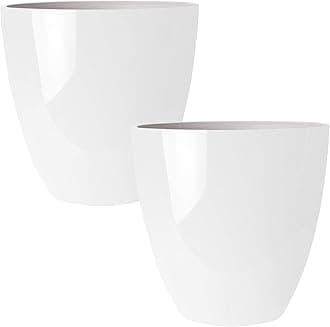 RUBBER BOND Plastic Plant Pots 2 Pack - Modern Indoor/Outdoor Planters for Home Decor - Weather-Resistant Large Flower Pots - Lightweight 12 Inches Tall Planters