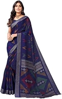 Satrani Women'S Poly Cotton Saree With Unstitched Blouse Piece