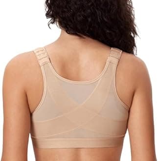 Delimira Women's Front Fastening Bras Non Wired Posture Correcting Back Support Post Surgery Bra Plus Size Comfort