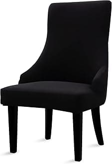 Liykimt Stretch Wingback Side Chair Slipcover-Accent Chair Cover Slipcover with Arm,Washable Upholstered Arm Dining Chair with Nailed Trim Protector for Dining Living Room Set of 1,Black