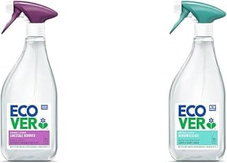 EcoverLimescale Remover, Multi Surface Cleaner, Berries & Basil, 500ml & Window Cleaner, Green Tea & Grapefruit 500ml