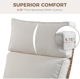 Grand patio Recliner Sun Lounger Adjustable Position Backrest Armchair with Flip Table and Cushion Lounge Chair Sunlounger for Garden, Yard, Patio, Outdoor (Boho, Double Push Button)