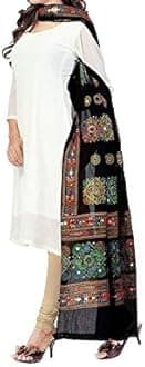 BLACK MACY Women's Embroidered Cotton Dupatta