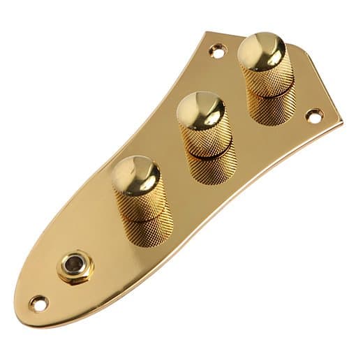 2pcs 3 Bands Gold Plated Wired Control Plate Assembly Preamp for Fender Jazz Bass