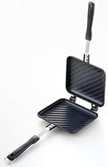 Yoshikawa Black Hot Sandwich Maker, 3.5L, Non-Stick, Gas Compatible