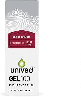 Unived Gel 100 - Vegan Energy Gel for Endurance Athletes Runners & Cyclists - 100kcal - Black Cherry - Pack of 6