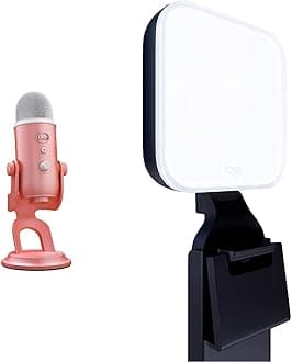 Blue Yeti USB Microphone for PC, Mac, Gaming, Recording, Streaming, and Podcasting + Logitech Litra Glow Premium LED Streaming Light with TrueSoft, brightness & color temp settings - Pink Dawn