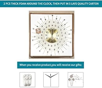 YIJIDECOR Large Wall Clocks for Living Room Decor Big Silent Wall Clock Battery Operated Non-Ticking for Bedroom Kitchen Home Decorative 24 Inches Gold Round Crystal Metal Wall Watch for Office Indoor