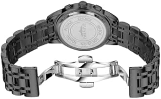 senstone Moon Phase Watch for Men Multifunction Chronograph Dial Analog Quartz Wristwatch Luxury Diamond Business Dress Watch with Luminous Waterproof Calendar Stainless Steel Strap