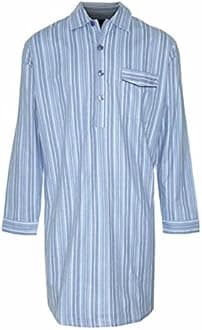 Champion Mens Brushed Cotton Striped Nightshirt-Light Blue-Medium 38-40