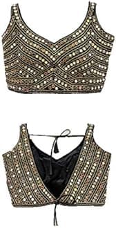 Vihu Fashion Women's Multicolor Phantom Silk Sequin Sleeves Saree Blouse (Half Sleeves Included)