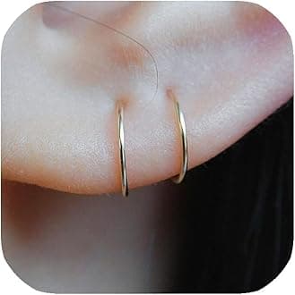 Small Gold or Sterling Silver Huggie Hoop Earrings for Women Cartilage Nose Helix Tragus