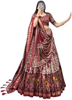 Women's Trending Designeer Tussar Silk With Foiil Print and bandhani Print Lehenga Choli