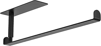 ASTOFLI Under Cabinet Flat Iron Paper Towel Holder, Self Adhesive Wall Mount, Stainless Steel Black