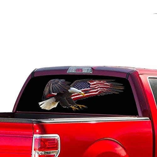 Gold Fish Decals Rear Window Perforated See Thru Graphic Eagle 3 Decal Sticker Compatible with Ford F150