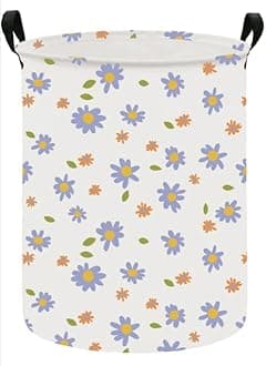 QUEENLALA Large Storage Basket,Laundry Hamper/Bathroom/Home Decor/Collapsible Round Storage Bin,Boys and Girls Hamper/Boxes/Clothing(Round-flowers)