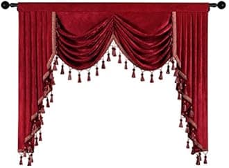 ELKCA Burgundy Red Valance for Festival Holiday Thick Chenille Window Curtains Valance for Living Room,Rod Pocket(W69,1 Panel)
