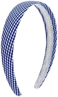 Gingham Hair Accessories for School Alice Band Slim Headband Scrunchy Clips (Royal Blue White Gingham 1 inch Wide Alice Headband)