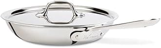 All-Clad D3 Fry Pan with Lid, 10 Inch Pan, Dishwasher Safe Stainless Steel Cookware, Silver