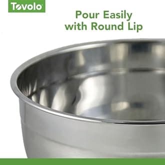 Tovolo 19035-078 Stainless Steel Deep Mixing, Easy Pour with Rounded Lip Kitchen Metal Bowls for Baking & Marinating, Dishwasher-Safe