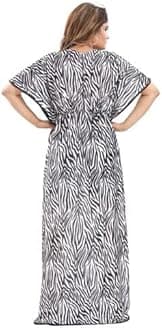 Women's Satin Silk Geometric Print Maxi Nightgown Kaftan Caftan Coverup