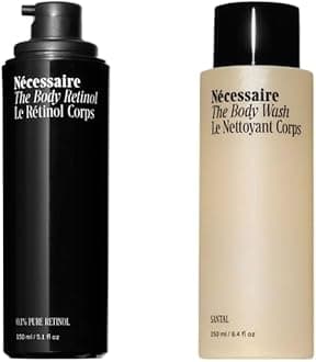 The Body Duo – Santal Body Wash + Retinol Body Serum Set for Fine Lines & Crepiness – Cleanser + Night Treatment with Niacinamide, AHA, Peptides & Retinol – Vegan, Dermatologist-Tested