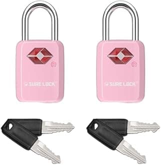 SURE LOCK TSA Approved Luggage s Smallest Key Travel Luggage s, Alloy Body with Steel Shackle, Key (Pink 2 s)