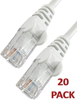 25m WHITE Network Cable - CAT5e - RJ45 - Ethernet - Patch - LAN - Router - Modem - 10/100 20 PACK