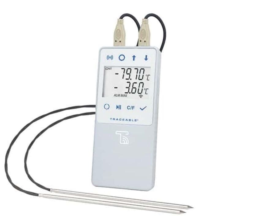 AO-18000-28 Ultra-Low Temperature Data Logger with Traceable Live Wireless Capability, 2 Probes
