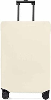 Beige Travel Luggage Cover, Cream Solid Color Anti-scratch Travel Suitcase Protector Covers, Washable Elastic Baggage Covers Fit 19-21 Inch Carry on Luggage