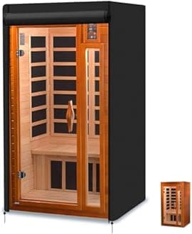 Outdoor Sauna Cover/Wood Sauna Cover, Upgraded 600D Heavy Duty Oxford Cloth Infrared Saunas Room Cover,UV Protection & Windproof, Waterproof Sauna Room Cover Replacement (49"x43"x75")