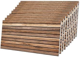 IZODEKOR 3D Wood Effect Styrofoam Wall Panels - Faux Wood Look Wall Panels for Living Room - Fake Acoustic Wood Slat Wall Panels - Pack of 10, Covers 50 sq ft.