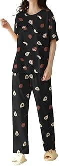 Women’s Korean Style Night Suit Set | Cotton Half Sleeve Top & Pyjama Set | Round Neck Printed Nightsuit | Comfortable Nightwear & Loungewear for Women
