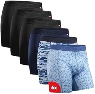 DANISH ENDURANCE 6 Pack Sports Boxer Briefs, Dry Fit, Pouch Support for Men