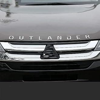 REDVIT Car Emblems Badge for Mitsubishi Outlander 2019, Front Center Grille Decal Logo Badge Decals Front Bonnet Trunk Tuning Front Center Grille Emblem,Silver