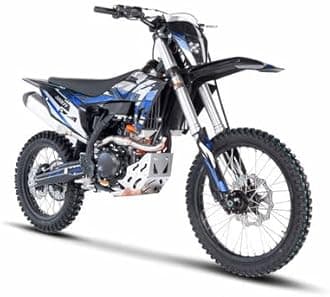 Off-Road Dirt Bike Motorcycle, 300cc, Full Size, Black and Blue Racing Design, Disc Brakes 6-Speed Manual