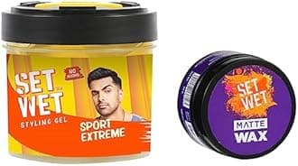 Set Wet Hair Gel Ultimate Hold, 250ml & Set Wet Daily Hair Styling Matte Wax, Matte Look, Flexible Hair & Restylable Anytime, Jar 60 gm