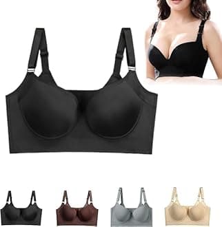 Brasieres Anchos De Espalda Y Levanta Busto, Back Smoothing Push-Up Bra, Anti-Sagging Large Size Seamless Bra Black