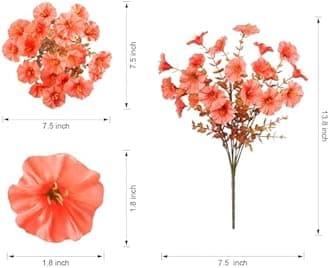 Fake Mums Fall Artificial Flowers Plants for Outdoors Autumn Decoration, 12 Bundles Silk Morning Glory with Eucalyptus Realistic UV Resistant Faux Mums for Outside Planter Yard Garden Home Indoor, Mix