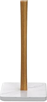 Buruis Wood Paper Towel Holder, Marble Base Modern Decorative Countertop Stan...