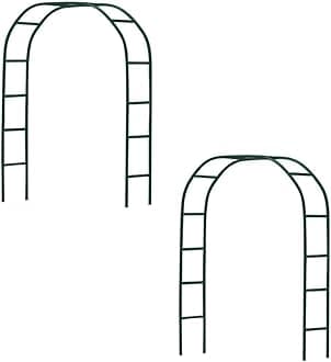 Newsmarts 2PCS 7.9Ft Metal Garden Arch Army Green Garden Arbor for Various Climbing Plant Roses Vines Bridal Party Decoration