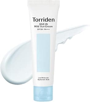 Torriden Dive in Mild Sun Cream, 2.0 fl oz (60 ml), Official and Genuine, Sunscreen, SPF50+, PA+++, Non-Nano, Non-Chemical, Tone Up, Moisturizing, Panthenol, Moisture Sensation, Hyaluronic Acid, Dry Skin, Vegan Prescription, Korean Cosmetics, Skin Care