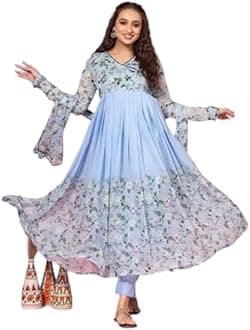 KD Women's Anarkali Floral Printed Kurta Pent Set with Dupatta Anarkali Kurta for Women | Kurta Set | Ethnic Set | Dupatta Set