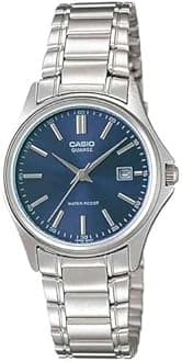 LTP1183 3-Hand Analog Ladies Fashion Blue Face Silver Metal Band with Date, Silver, Contemporary