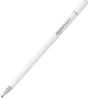 Capacitive Stylus Pen for iOS and Android Touchscreen Devices, Fine Point Disc Tip, Lightweight Metal Body with Magnetic Cover (White)