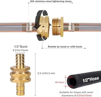 Garden Solid brass Hose Repair Connector with Clamps,Fit for Garden Hose Fitting,Male and Female Hose Fittings 10 Set (1/2"-10 Set)