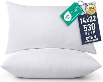 Utopia Bedding Throw Pillows Insert (Pack of 2, White) - 14 x 22 Inches Bed and Couch Pillows - Indoor Decorative Pillows