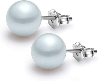 HighSpark Classic Pearl Earrings for Women | 92.5 Sterling Silver & Brilliant Lustre Pearls | Lovely Gift for Women & Girls