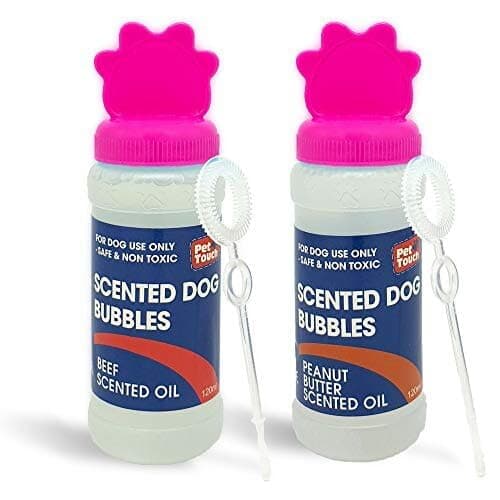 2x Blowing Bubbles that contains Oil Refill for Pet Interactive Play with Toy Blower equipment